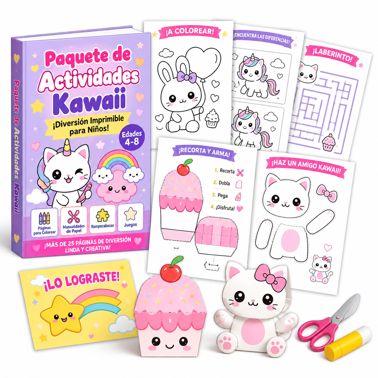 Kit de Atividades Imprimíveis (Colorir, Jogos e Recortar)